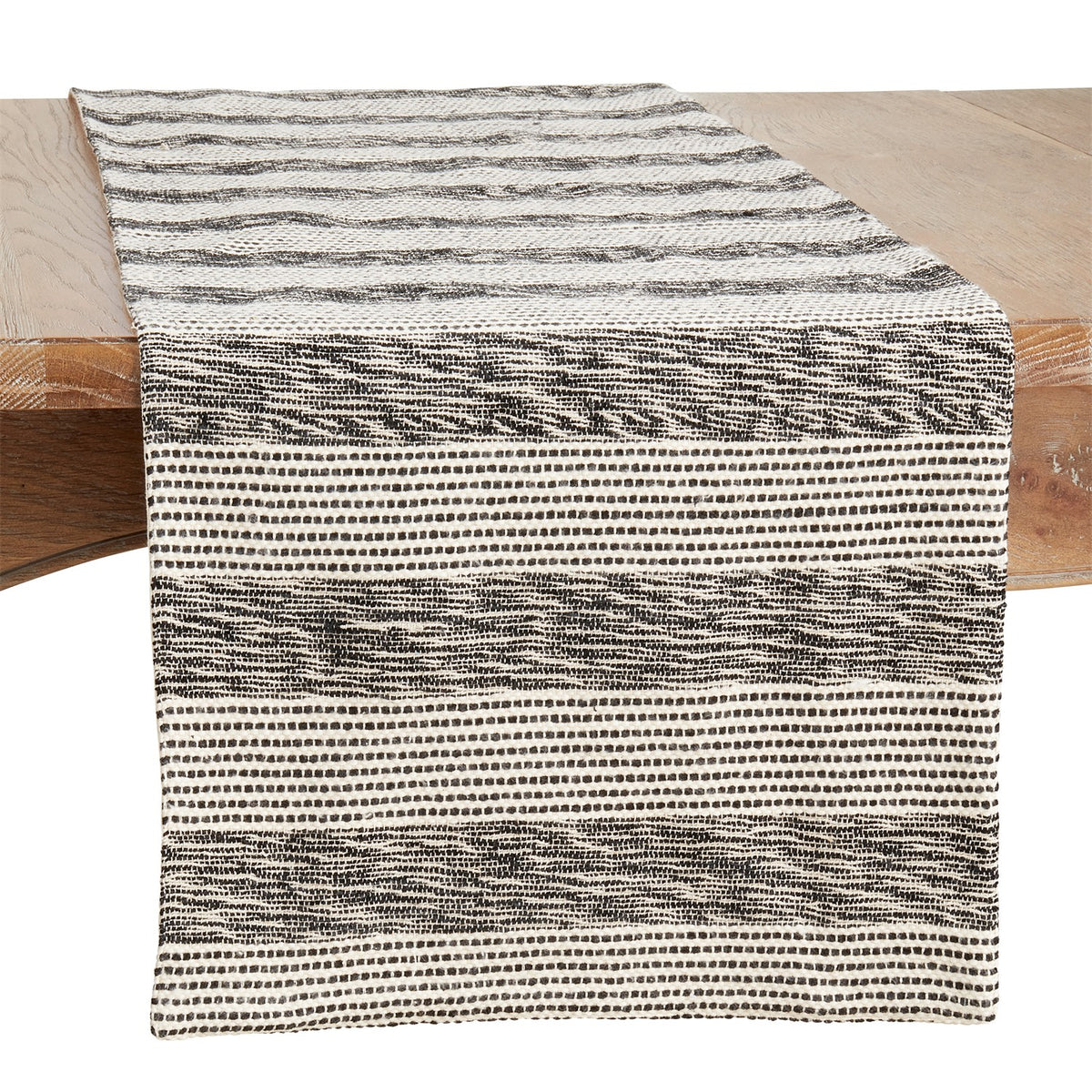 Everyday / All Season Black/White Striped Table Runner, 100% cotton
