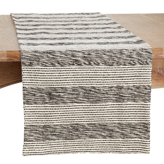 Everyday / All Season Black/White Striped Table Runner, 100% cotton