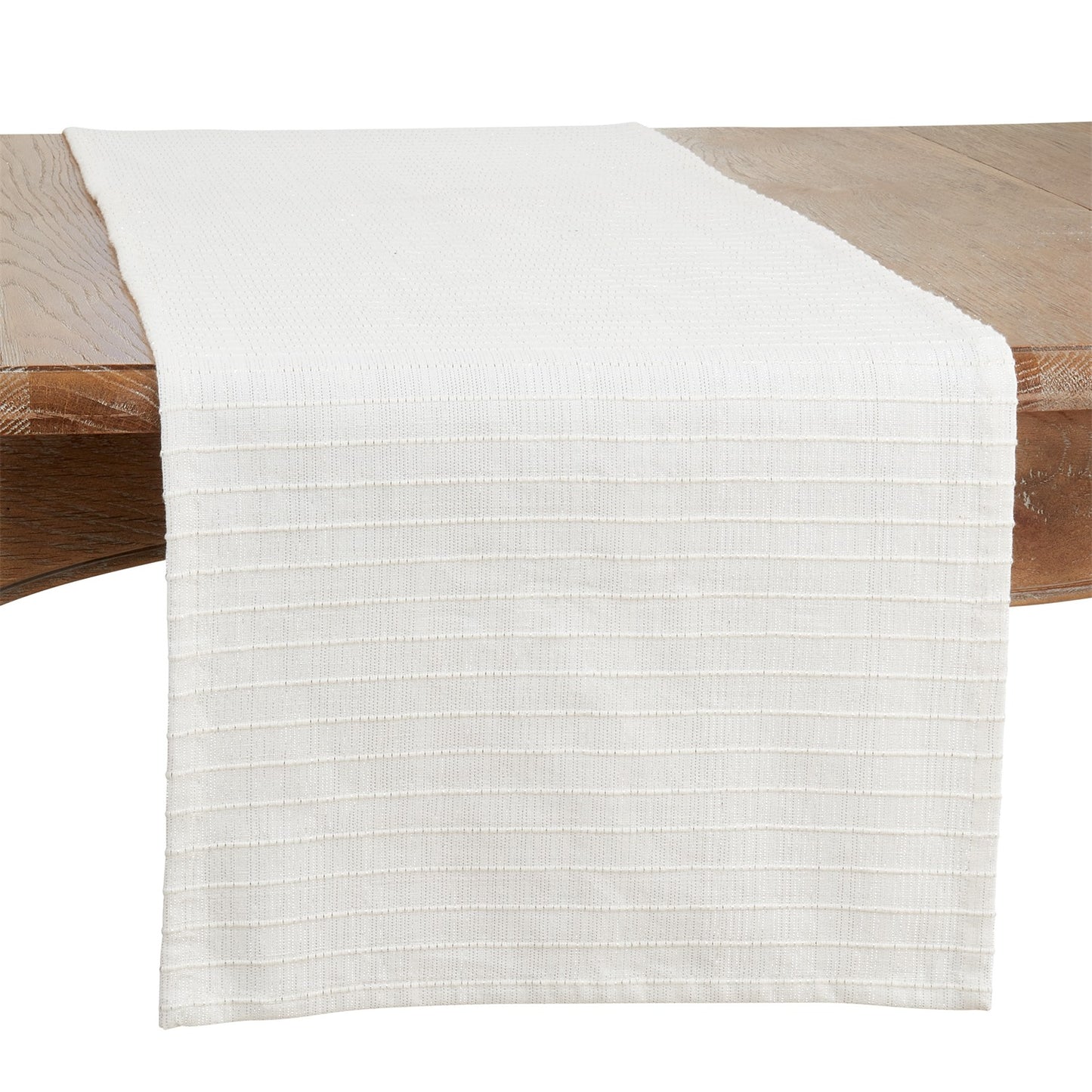 Everyday / All Season Ivory Off-White Shimmer Stripe Table Runner, 100% cotton