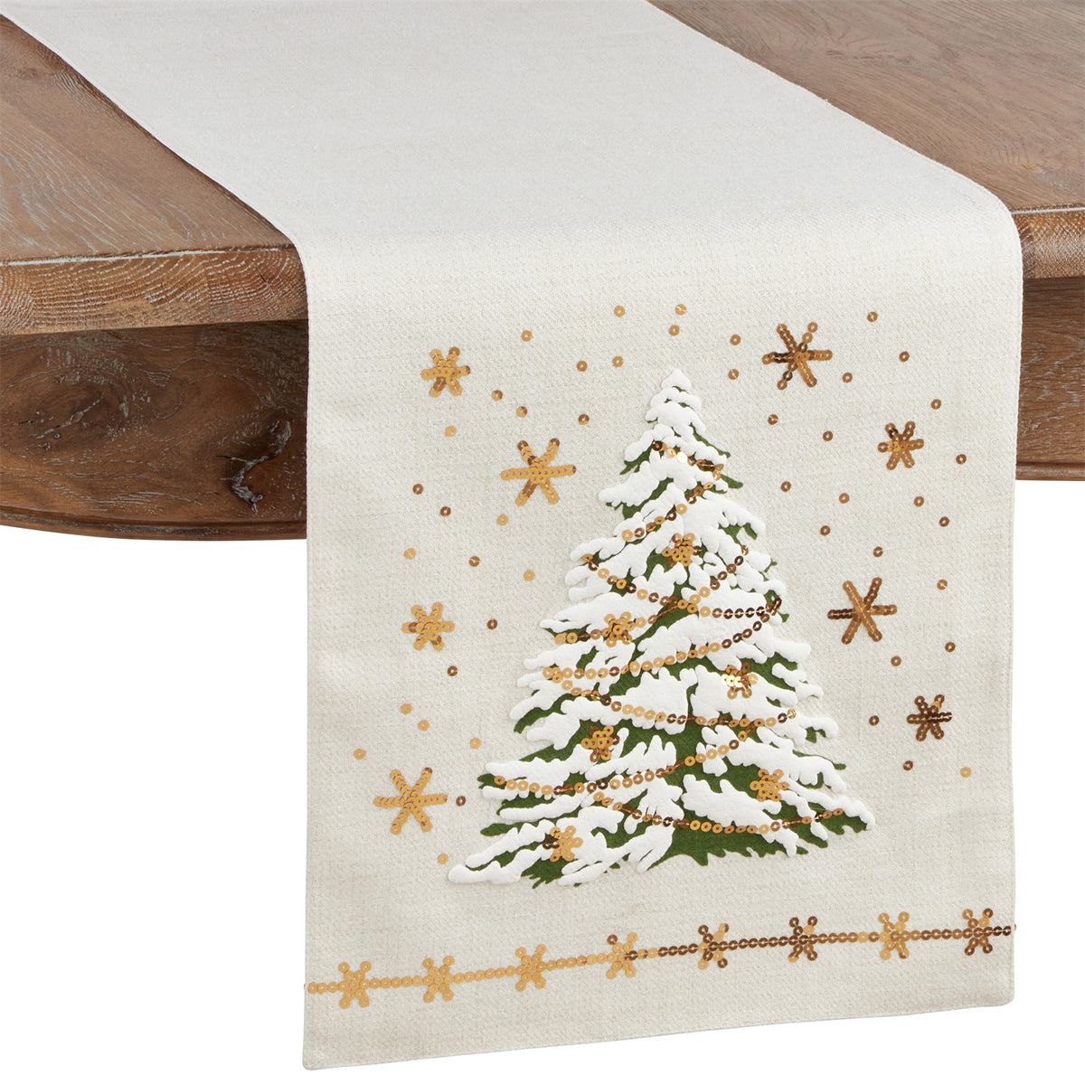 Christmas White Christmas Tree Table Runner, 100% Polyester