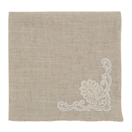 Natural Embroidered Napkins 80% polyester - 20% linen, 20 Inch Square (4 pcs.)