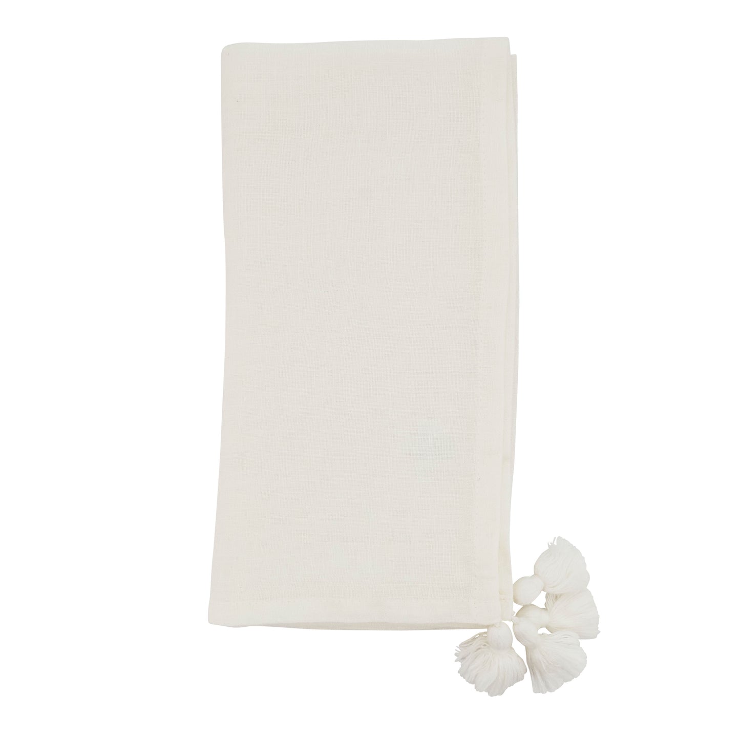 Ivory Tassel Napkins 100% linen, 20 Inch Square (4 pcs.)