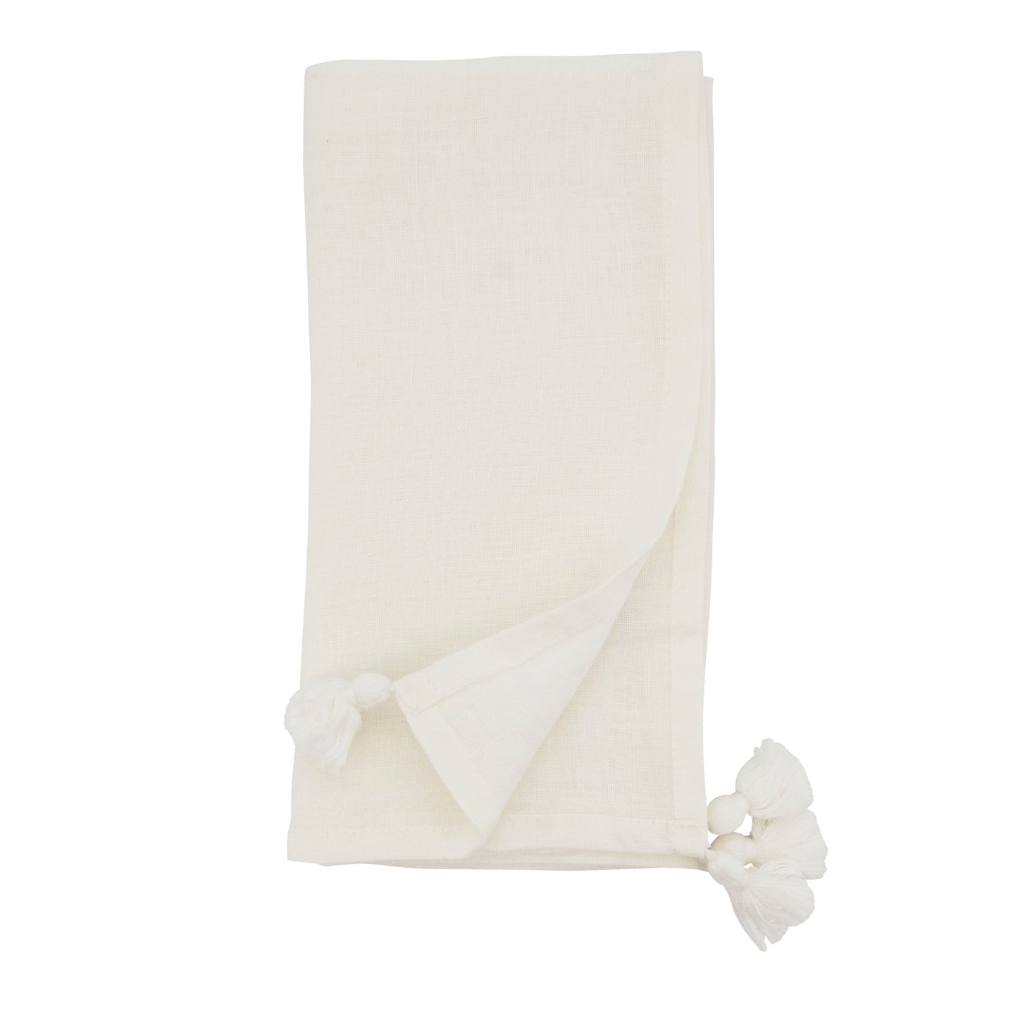Ivory Tassel Napkins 100% linen, 20 Inch Square (4 pcs.)
