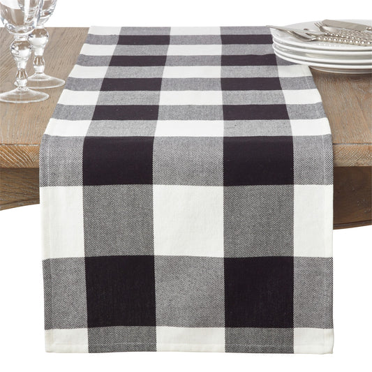 Everyday / All Season Black Buffalo Plaid Table Runner, 100% cotton