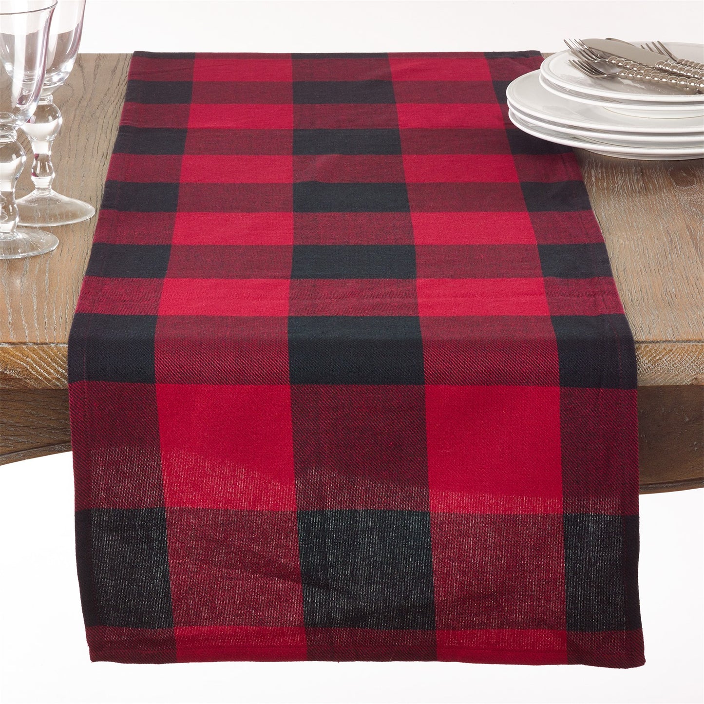 Everyday / All Season Red Buffalo Plaid Table Runner, 100% cotton