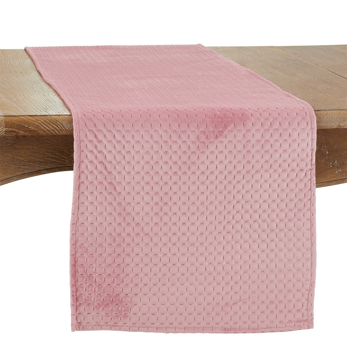 Everyday / All Season Dusty Rose Pink Pinsonic Velvet Table Runner, 100% Polyester