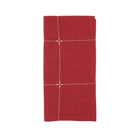 Red Embroidered Napkins 100% Polyester, 20 Inch Square (4 pcs.)