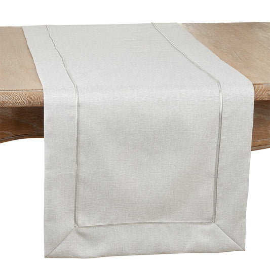 Everyday / All Season Silver Shimmering w/ Piping Table Runner, 100% Polyester
