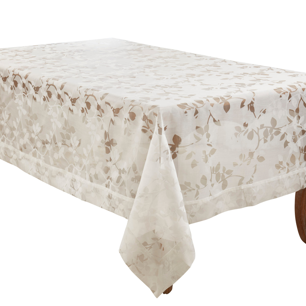 White  Burnout Voile Vine Design Tablecloth  100% Polyester