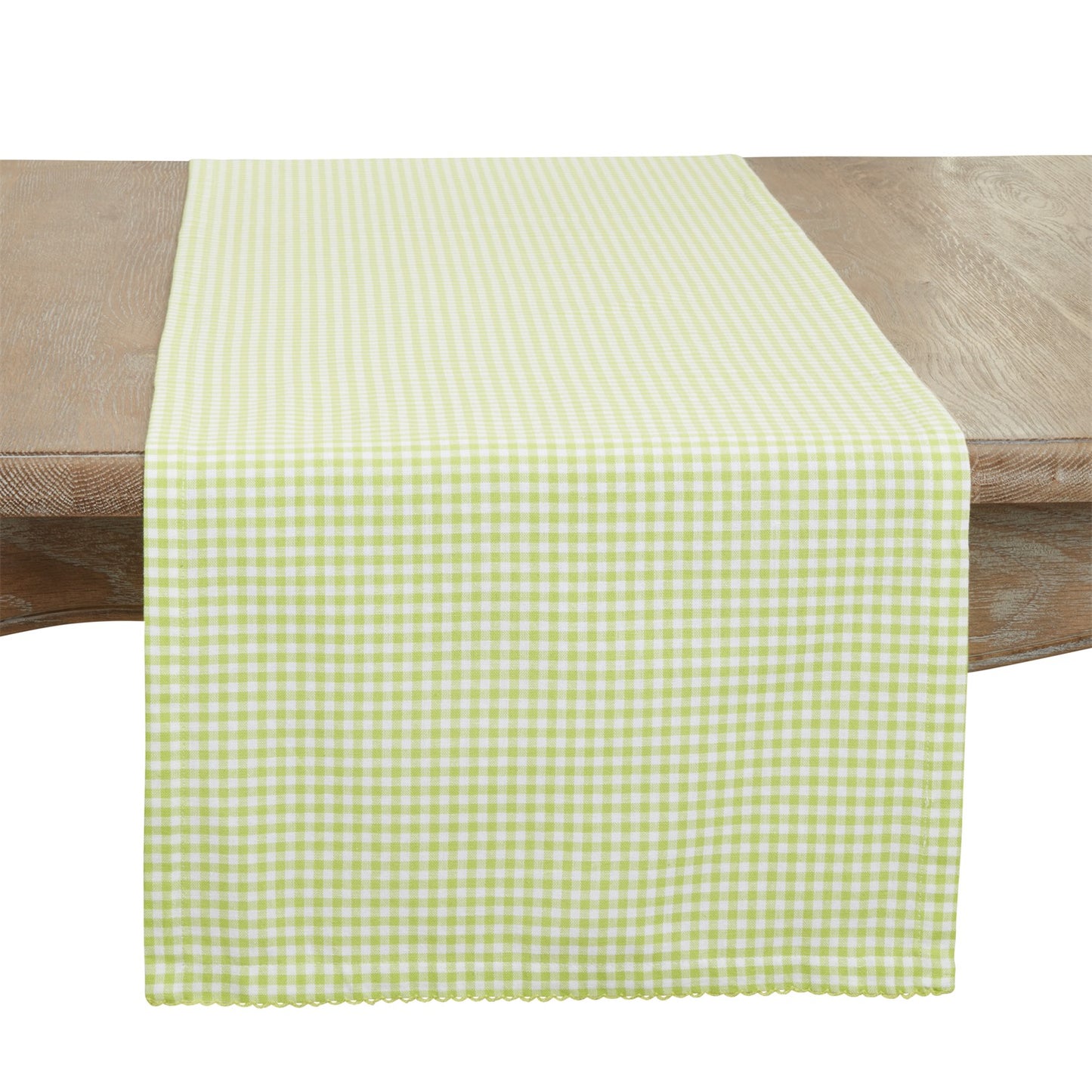 Everyday / All Season Green Gingham Table Runner, 100% cotton