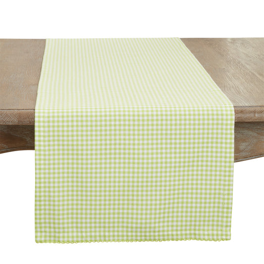 Everyday / All Season Green Gingham Table Runner, 100% cotton