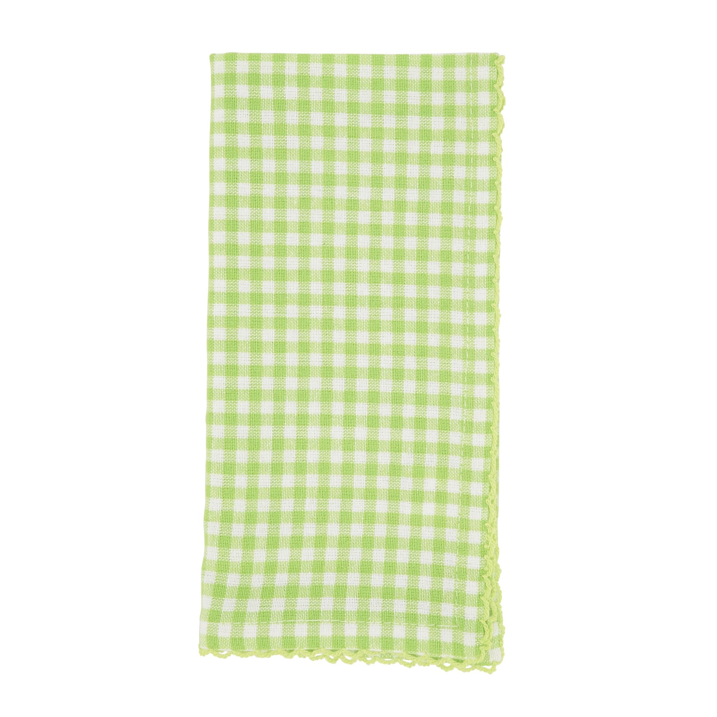 Green Gingham Napkins 100% cotton, 18 Inch Square (4 pcs.)