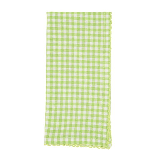 Green Gingham Napkins 100% cotton, 18 Inch Square (4 pcs.)