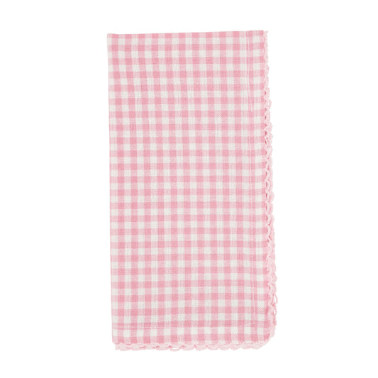 Pink Gingham Napkins 100% cotton, 18 Inch Square (4 pcs.)