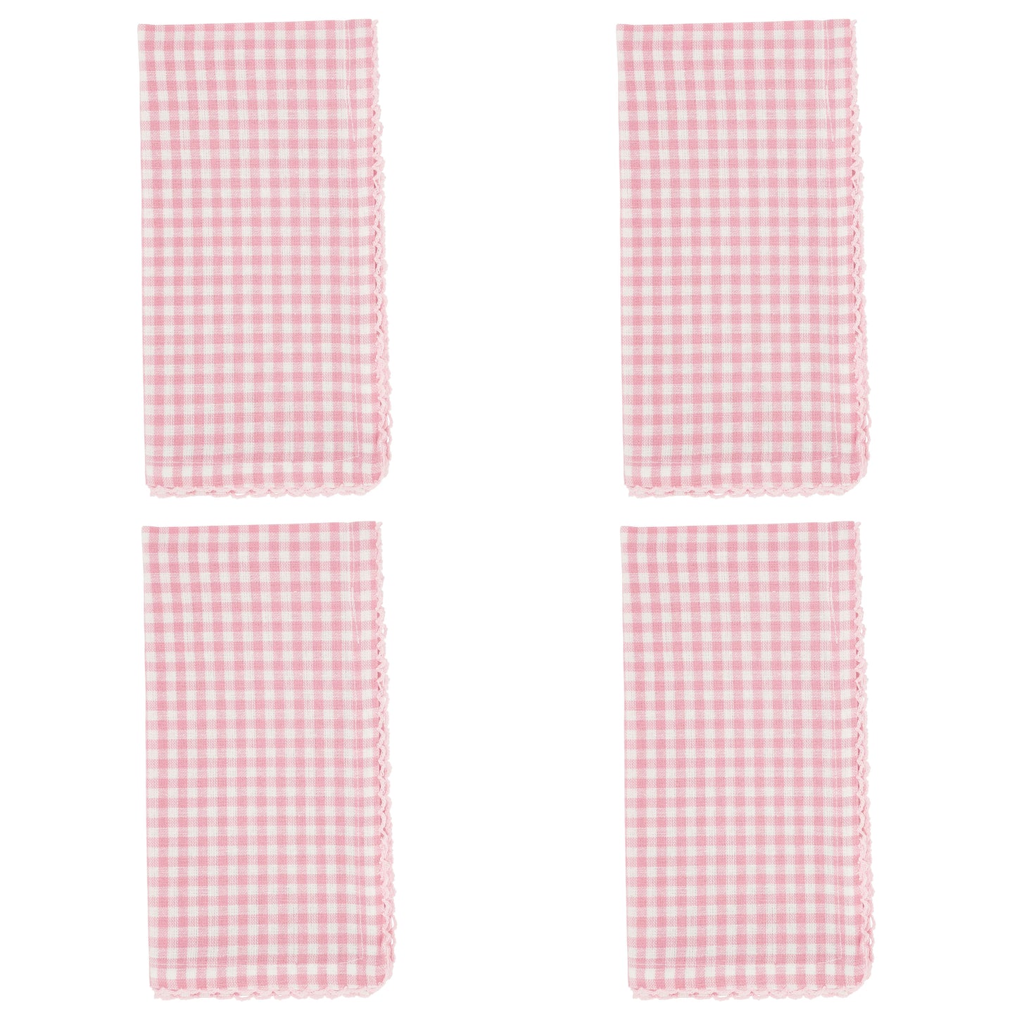 Pink Gingham Napkins 100% cotton, 18 Inch Square (4 pcs.)