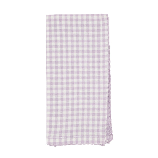 Purple Gingham Napkins 100% cotton, 18 Inch Square (4 pcs.)