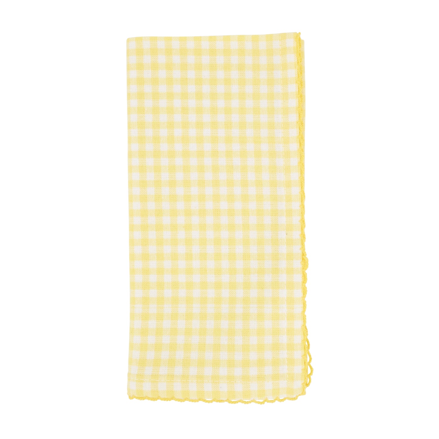 Yellow Gingham Napkins 100% cotton, 18 Inch Square (4 pcs.)