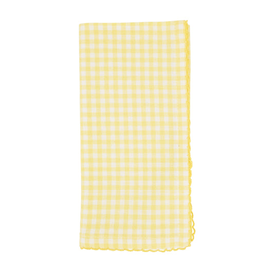 Yellow Gingham Napkins 100% cotton, 18 Inch Square (4 pcs.)