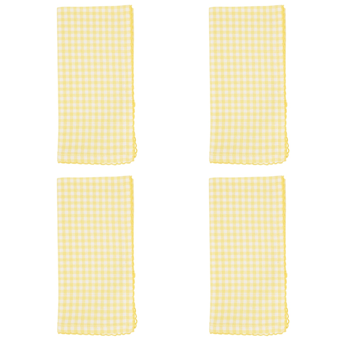 Yellow Gingham Napkins 100% cotton, 18 Inch Square (4 pcs.)
