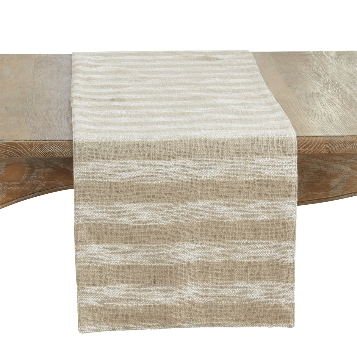 Everyday / All Season Natural Beige Striped Table Runner, 100% cotton