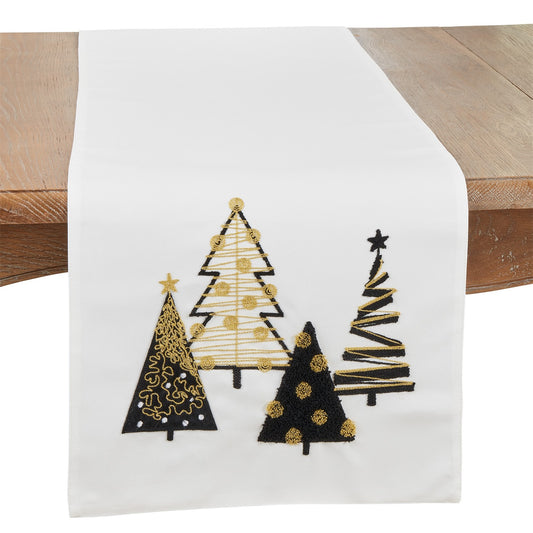 Christmas White Christmas Trees Table Runner, 100% Polyester