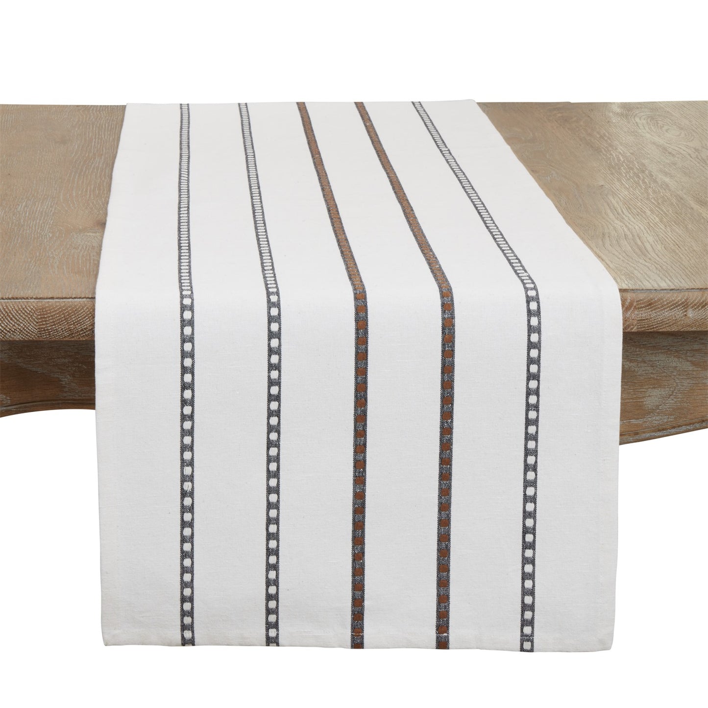 Everyday / All Season Black/White Striped Table Runner, 100% cotton