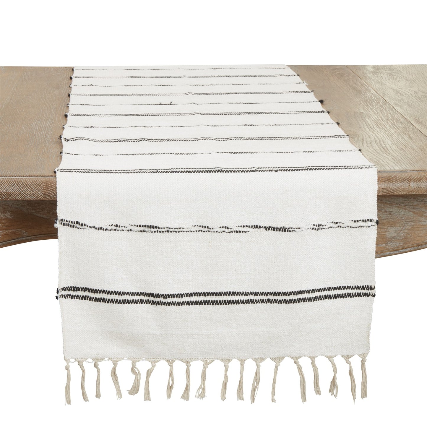 Everyday / All Season Natural Beige Striped Table Runner, 100% cotton
