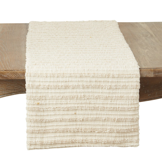 Everyday / All Season Mustard Yellow Striped Woven Table Runner, 100% cotton