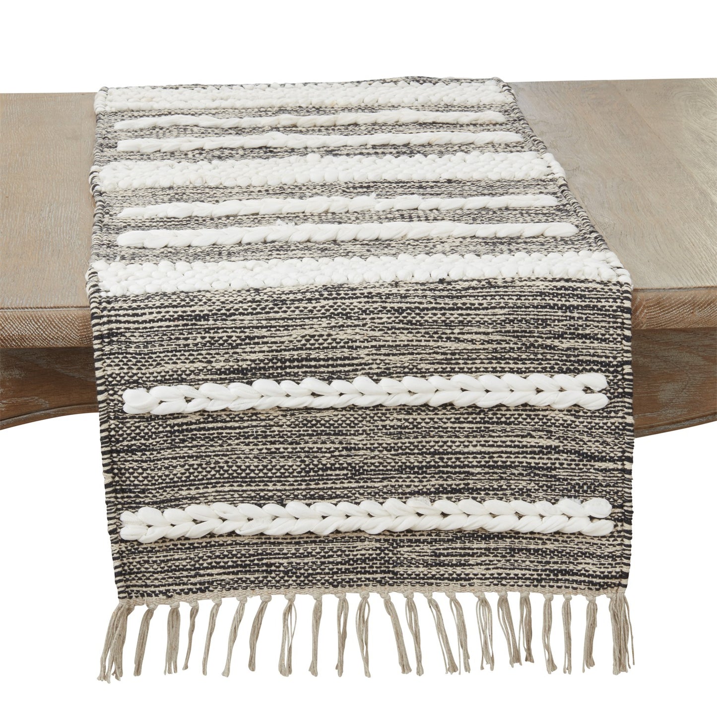 Everyday / All Season Natural Beige Braided Knot Table Runner, 80% cotton - 20% viscose