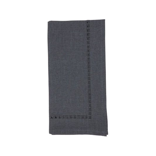 Black Laser-Cut Hemstitch Napkins 100% polyester, 20 Inch Square (4 pcs.)