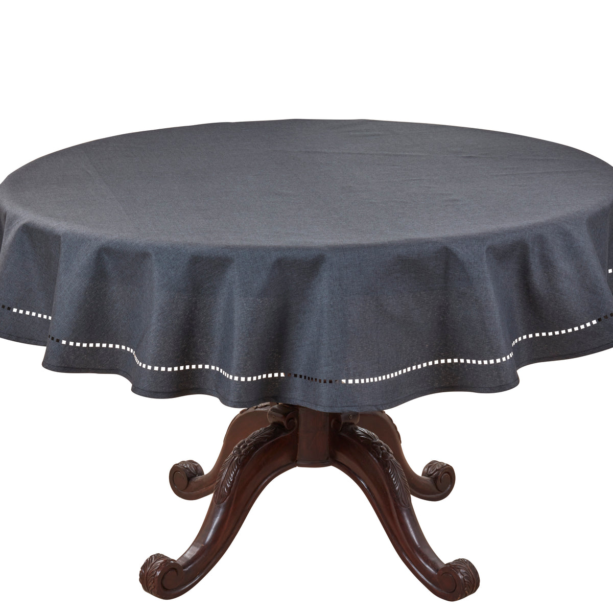 Black  Laser-Cut Hemstitch Tablecloth  100% polyester