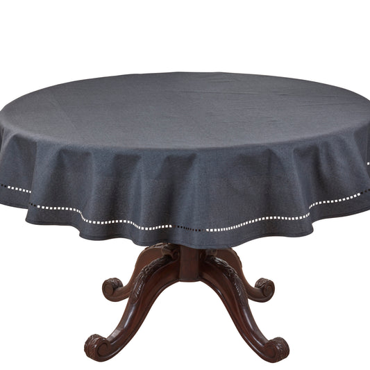 Black  Laser-Cut Hemstitch Tablecloth  100% polyester