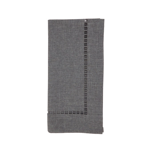 Charcoal Laser-Cut Hemstitch Napkins 100% polyester, 20 Inch Square (4 pcs.)