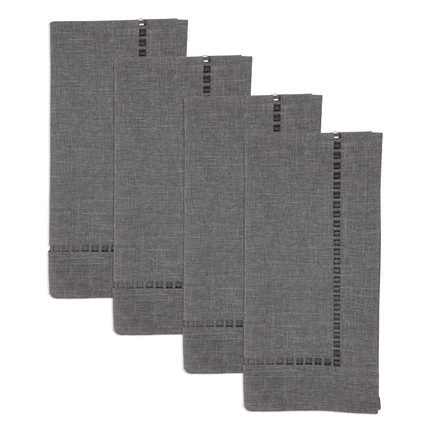 Charcoal Laser-Cut Hemstitch Napkins 100% polyester, 20 Inch Square (4 pcs.)