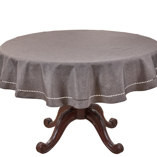 Charcoal Gray Laser-Cut Hemstitch Tablecloth  100% polyester