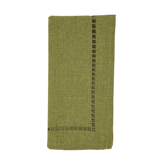 Green Laser-Cut Hemstitch Napkins 100% polyester, 20 Inch Square (4 pcs.)