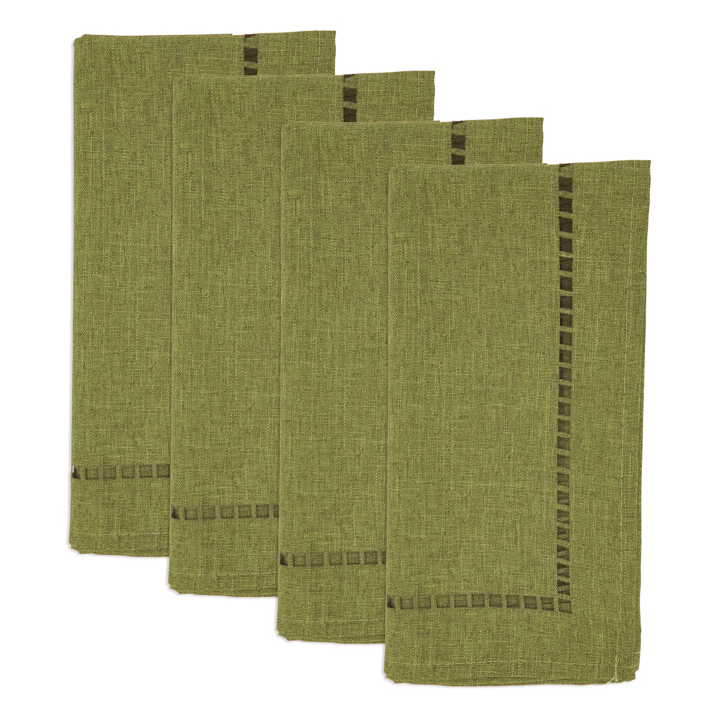 Green Laser-Cut Hemstitch Napkins 100% polyester, 20 Inch Square (4 pcs.)