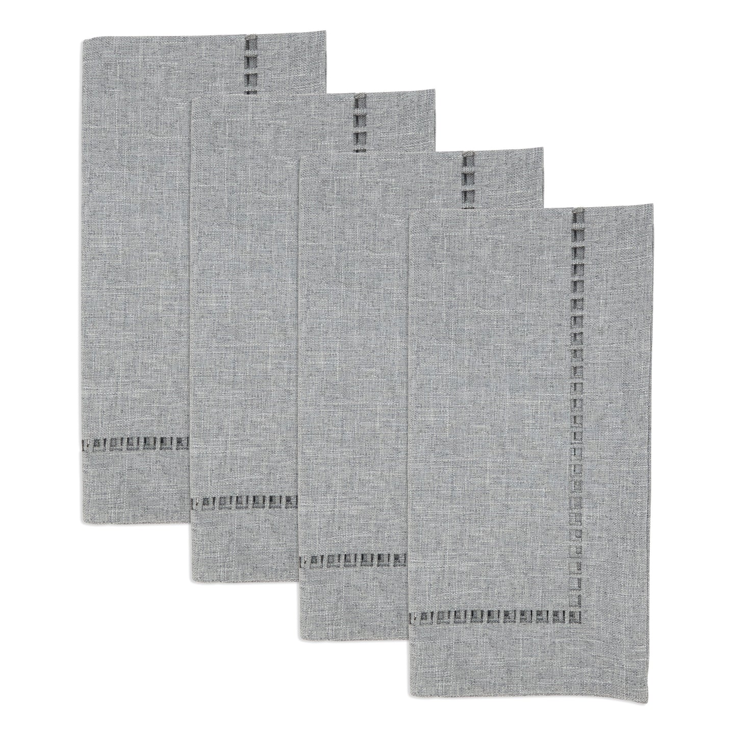 Grey Laser-Cut Hemstitch Napkins 100% polyester, 20 Inch Square (4 pcs.)