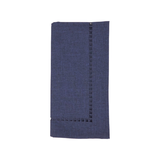 Navy Blue Laser-Cut Hemstitch Napkins 100% polyester, 20 Inch Square (4 pcs.)