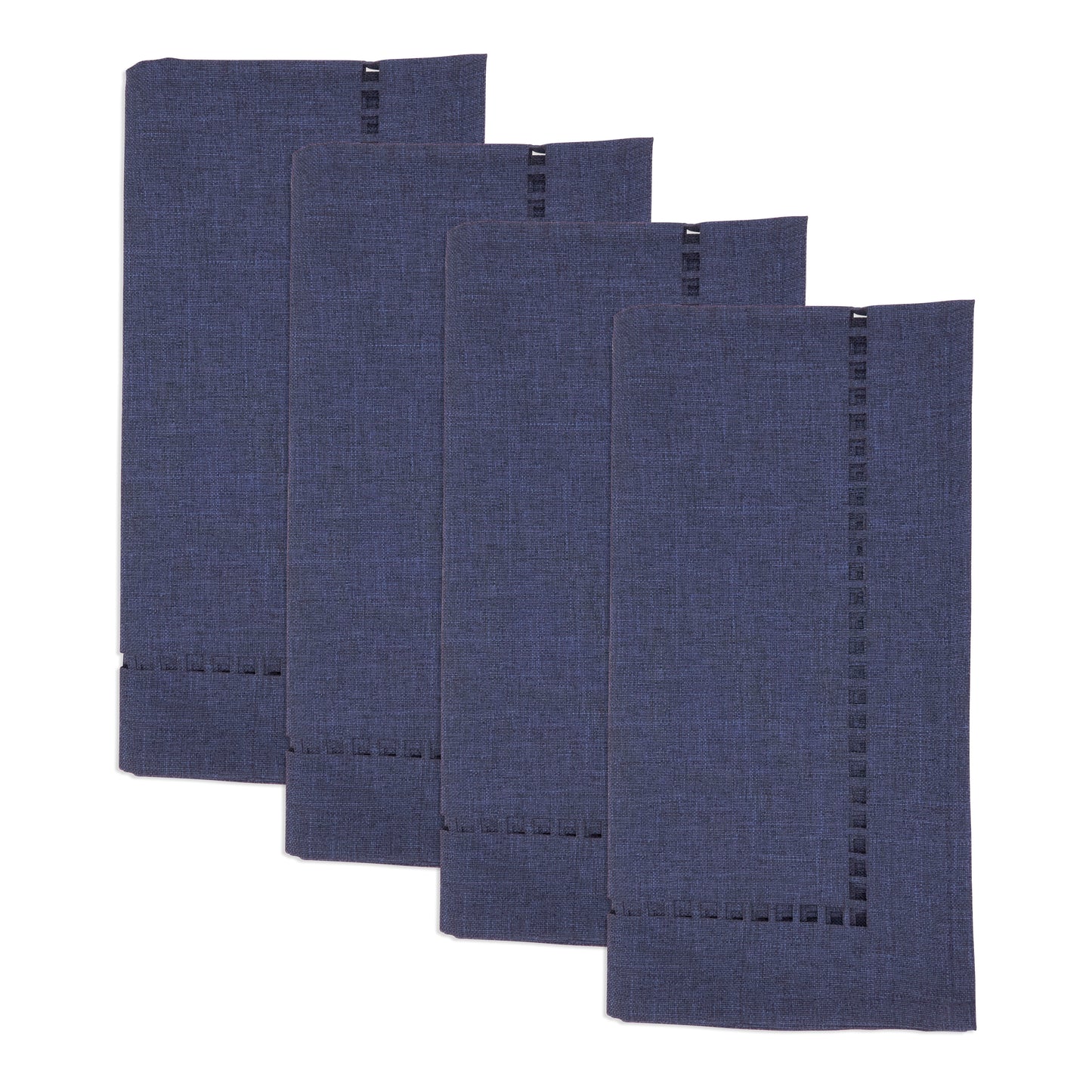 Navy Blue Laser-Cut Hemstitch Napkins 100% polyester, 20 Inch Square (4 pcs.)