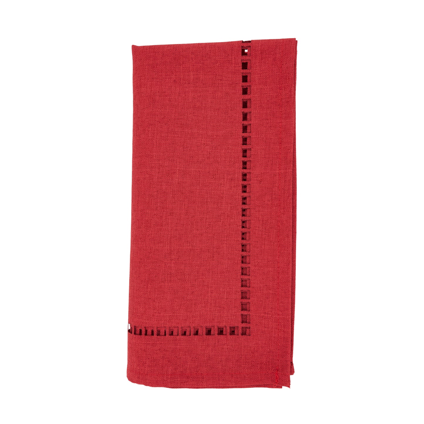Red Laser-Cut Hemstitch Napkins 100% polyester, 20 Inch Square (4 pcs.)