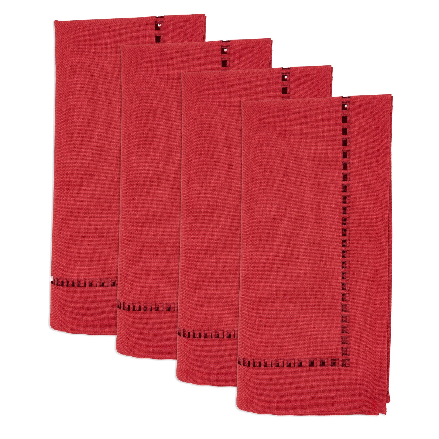Red Laser-Cut Hemstitch Napkins 100% polyester, 20 Inch Square (4 pcs.)