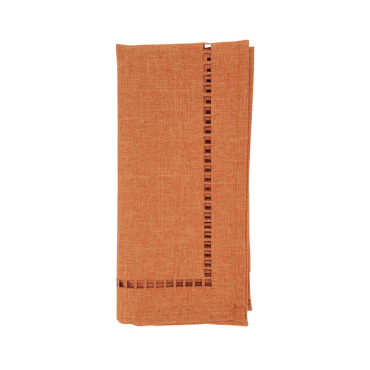 Rust Laser-Cut Hemstitch Napkins 100% polyester, 20 Inch Square (4 pcs.)