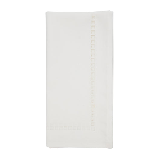 White Laser-Cut Hemstitch Napkins 100% polyester, 20 Inch Square (4 pcs.)