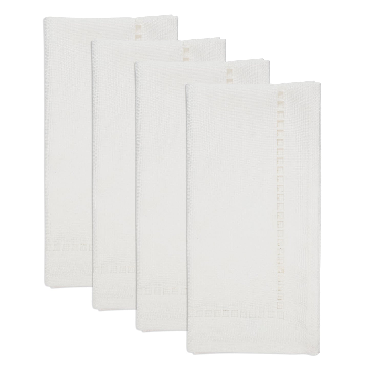 White Laser-Cut Hemstitch Napkins 100% polyester, 20 Inch Square (4 pcs.)