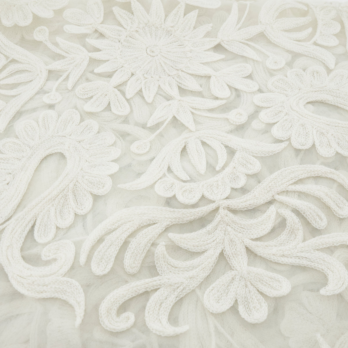 Ivory White Embroidered Tablecloth  100% Polyester