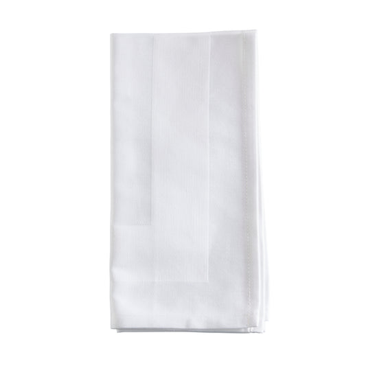 White Satin Banded Damask Napkins 100% cotton, 20 Inch Square (4 pcs.)