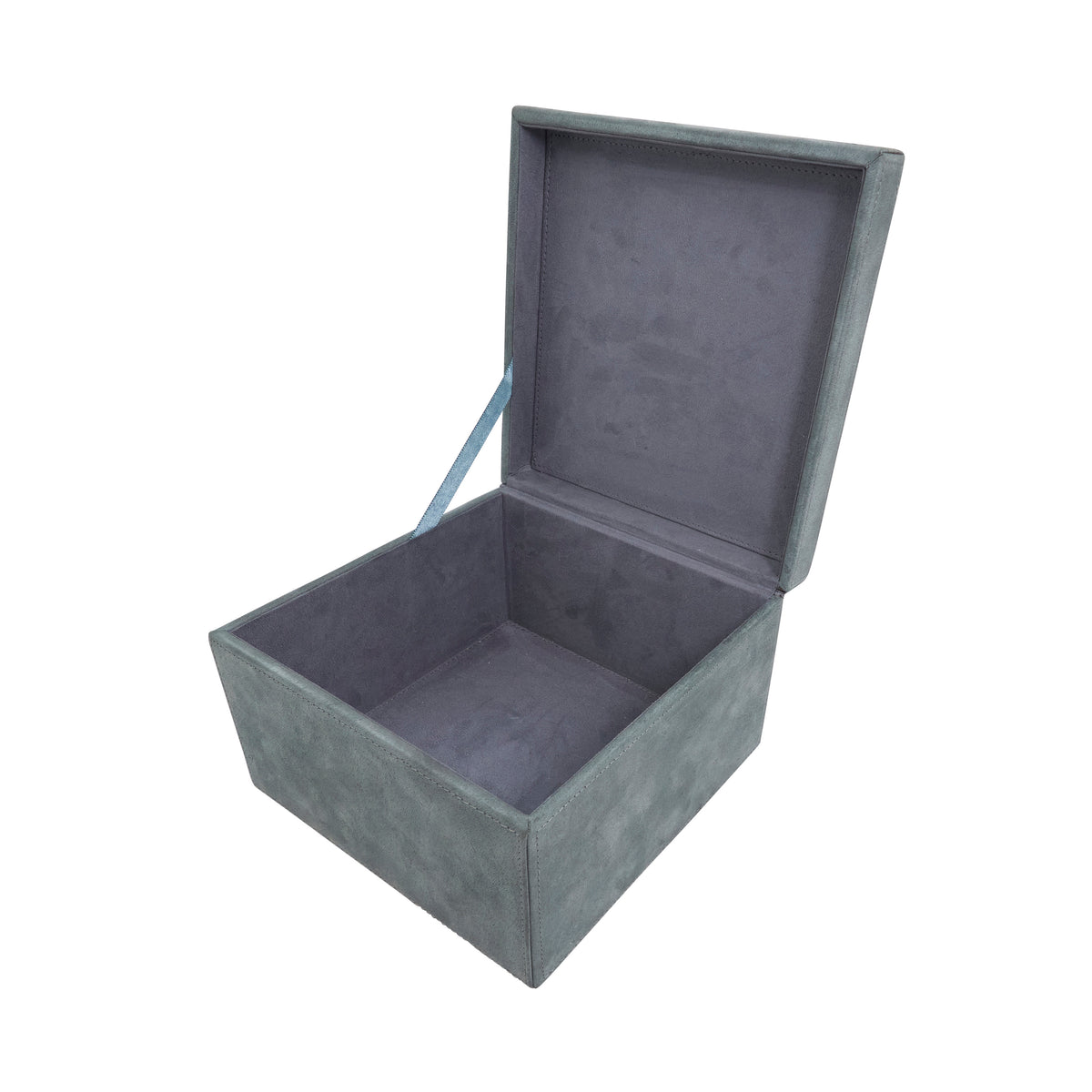 Slate Leather Hinged Decorative Box with Semi Precious Stone Knob 8" x 8" x 5"