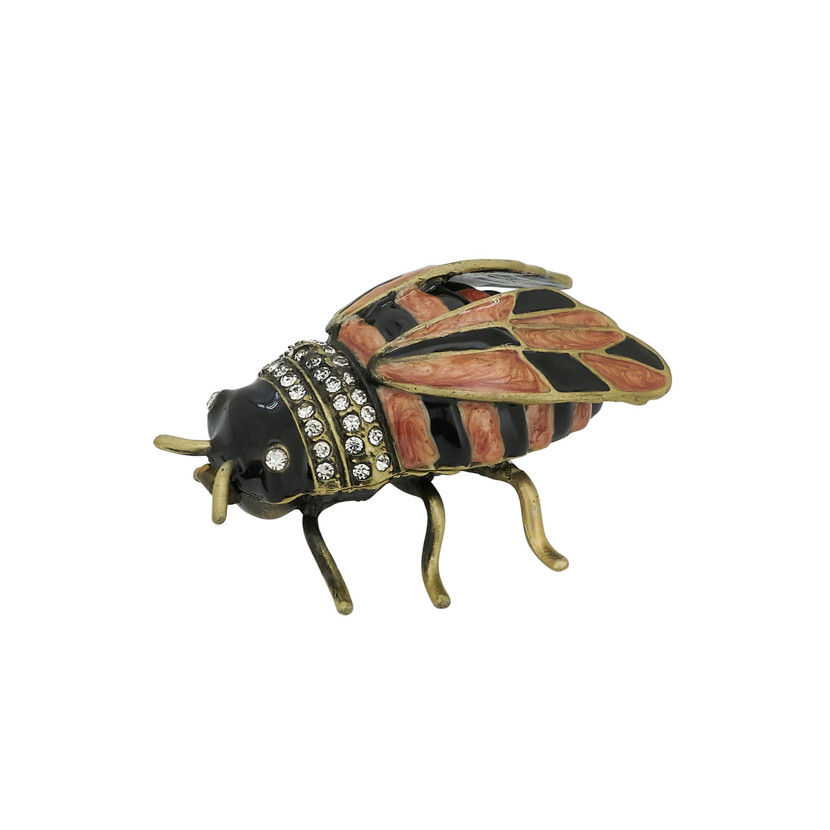 Yellow and Black Bumble Bee Hinged Decorative Jeweled and Enameled Trinket Box 1.7" x 2" x 1.4"