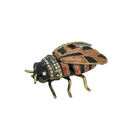 Yellow and Black Bumble Bee Hinged Decorative Jeweled and Enameled Trinket Box 1.7" x 2" x 1.4"